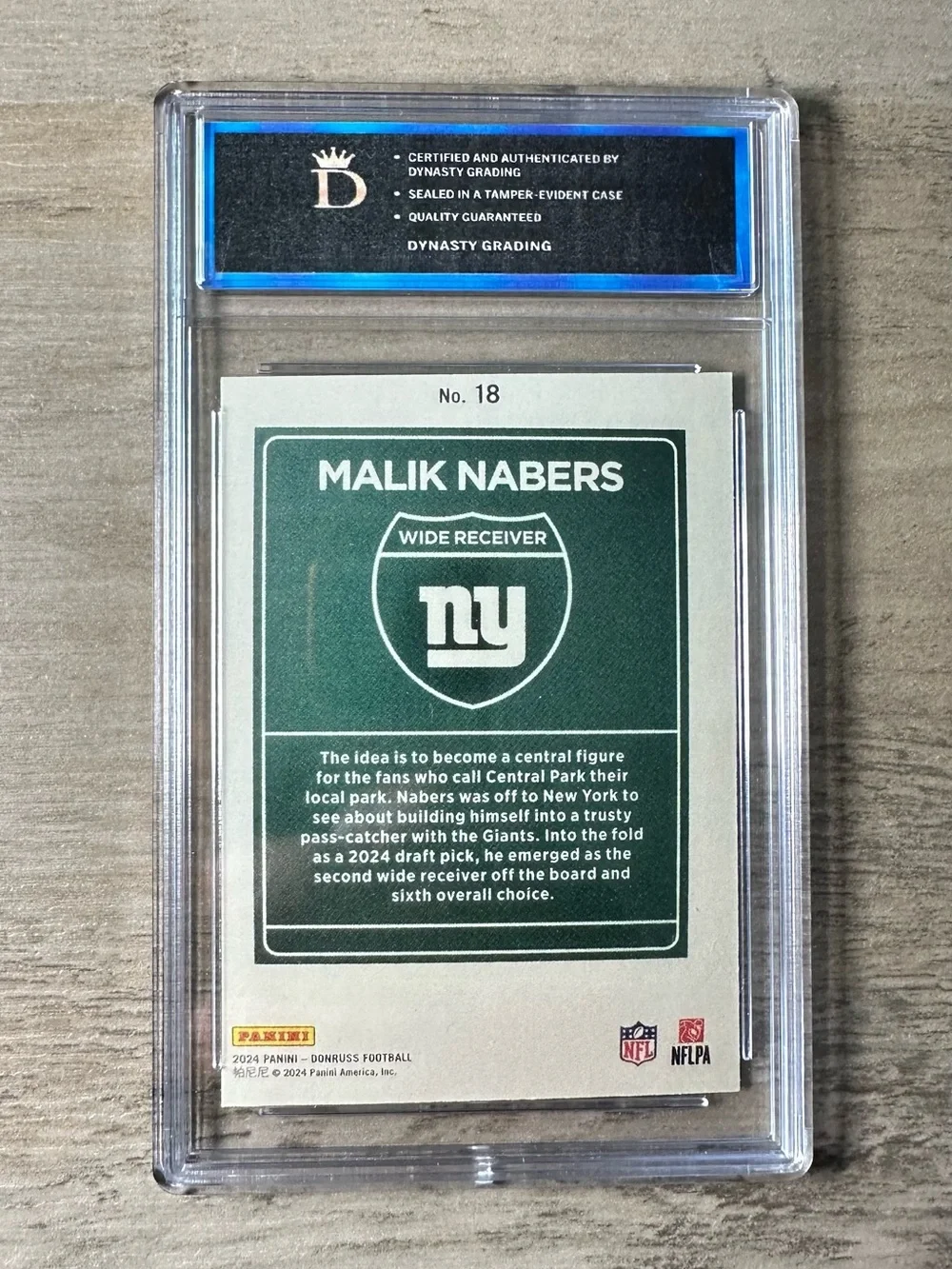 Malik Nabers Rookie 2024 Panini Downtown #18 Gem Mint 10 Novelty Football Card.